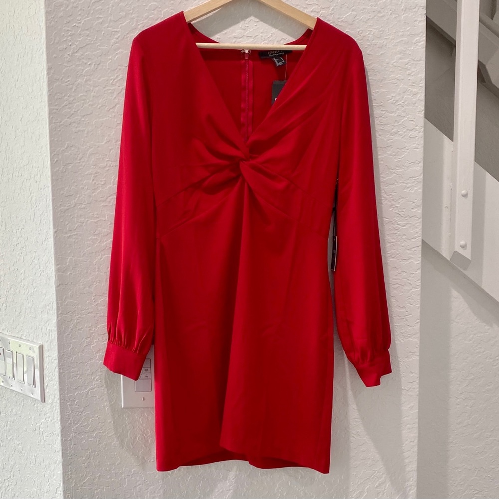 NEW Forever21 Long Sleeve Red Mini Dress - Size Large